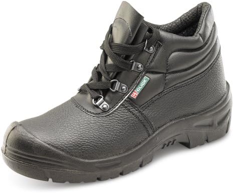 OutdoorLook mens Black D Ring Chukka Safety Toe Cap Boot with Steel Midsole Black Leather UK 13