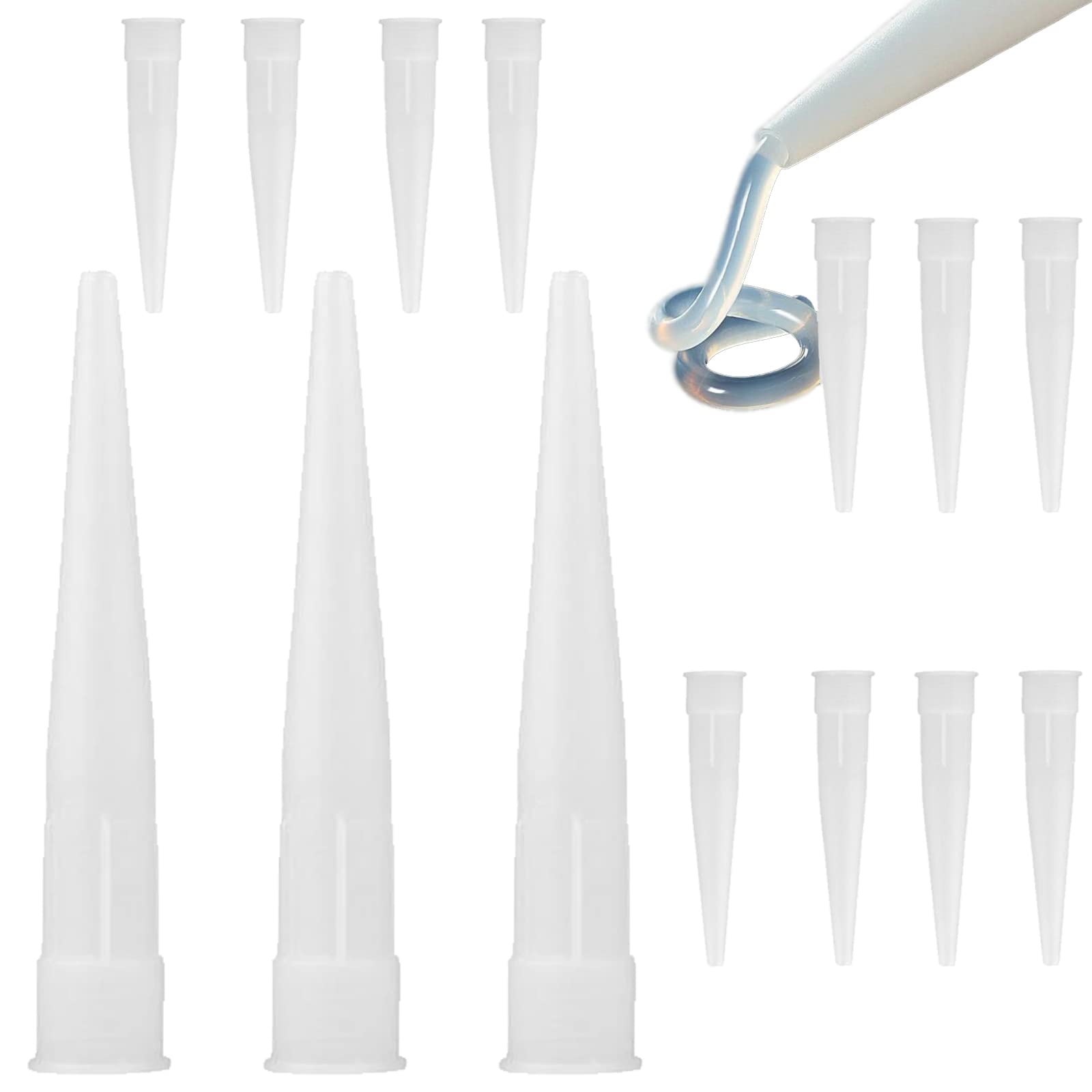 XHBTS 70 Silicone Nozzles Applicator Plastic Caulking Gun Extender Caulk Nozzle Tip Tool for Sausage Caulking Gun, Caulk Nozzles Applicator White