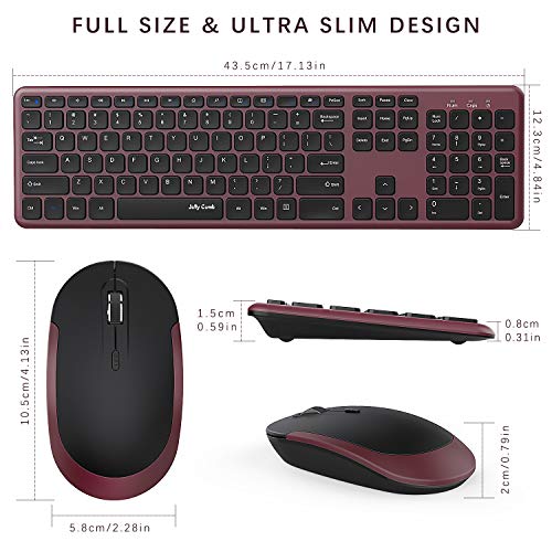 Wireless Keyboard and Mouse, Jelly Comb 2.4GHz Ultra Thin Full Size