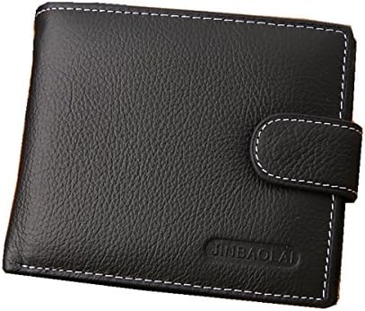 TELLUS Mens Genuine Leather Wallet Men's Money Bilfold Wallets Large Capacity (Black)