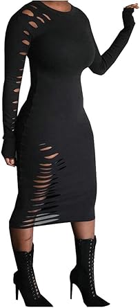 distressed midi dress