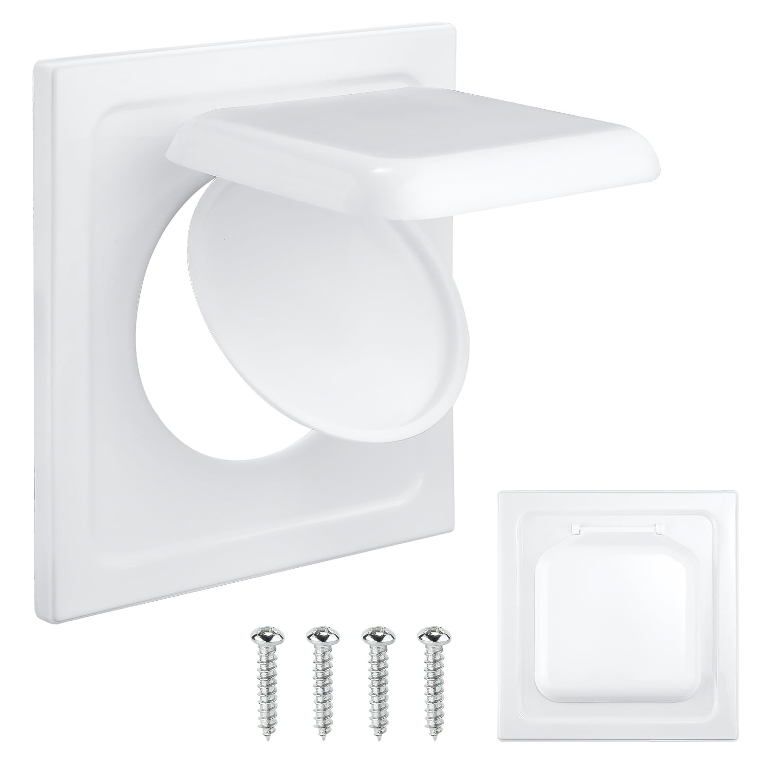 4" Dryer Vent Cover, 4 Inch Plastic Dual Door Dryer Exhaust Vent Cover with 4 Screws Dryer Vent Guard Outdoor House Vent Covers Exterior for Home, No Lint Collecting Screen