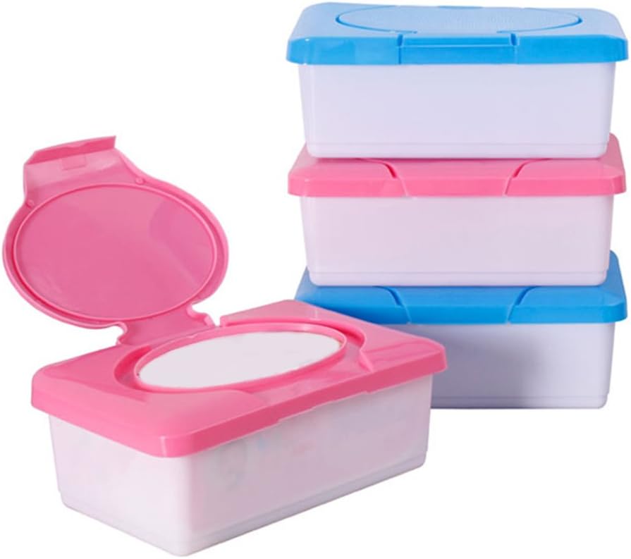 GEZICHTA Baby Wipes Box, Travel Portable wet tissue box,Plastic Wipes Dispenser Tub Plastic Tissue Case Diaper Duty Organizer(pink)