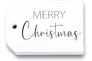 JarThenaAMCS 30Pcs Christmas Paper Tags White Black Merry Christmas Hanging Label Tags with Hemp Rope for Xmas Party DIY Craf