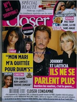 Amazon Fr Closer No 229 Du 31 10 2009 Johnny Et Laeticia Hallyday Ne Se Parlent Plus Romain Et Angie De Secret Story Farah Mon Mari M A Quittee Pour Diam S