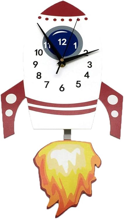 Cohete Shape Kids Wall Clock Silent Children Of Time Learn To Tell The Time Diy 3d Teaching Learning Clock Mechanisms Battery Powered Gift For Pendulum Clock Amazon Co Uk Kitchen Home