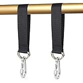2 Pack Outdoor Black Tree Swing Straps Hanging Kit with 2 Carabiners, 26cm / 10.23 inches Length Tree Swing Hanging Kit Holds 220 lbs (2PCS Black)