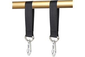 LERSUSI Outdoor Black Tree Swing Straps Hanging Kit with 2 Carabiners, 26cm / 10.23 inches Length Tree Swing Hanging Kit Holds 220 lbs (2 PCS Black)