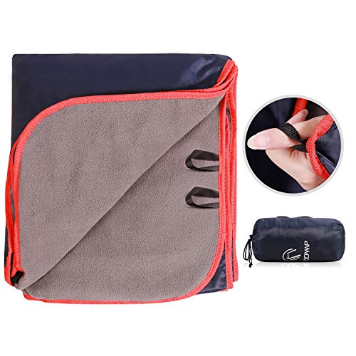 REDCAMP Fleece Stadium Blanket Waterproof Windproof for Cold Weather with Bag, Soft Warm Large Camping Blanket for Outdoor Sports, Blue