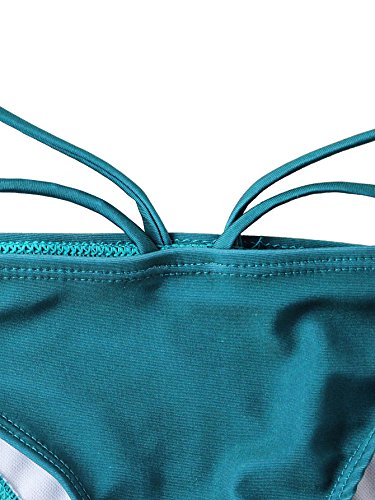 SOLYHUX Women's Halter Wrap Bikini Set Turquoise L - Thumbnail 3