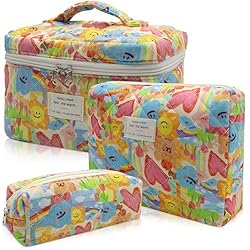 3pc Makeup Bag Set, Quilted Makeup Bag Set, Large