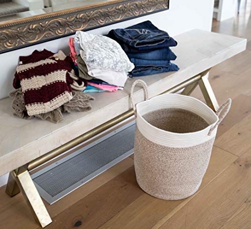 Little Hippo 2pc Large Cotton Rope Basket (16"x14") 100% Natural Cotton! Rope Basket, Woven Storage Basket, Large Basket, Blanket Basket Living Room, Toy Basket, Pillow Basket, Round Basket - Thumbnail 7