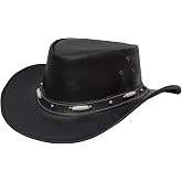 RiderVibe Cowhide Leather Hat for Men and Woman Cowboy Western Steampunk Hat Deadman Top Hat