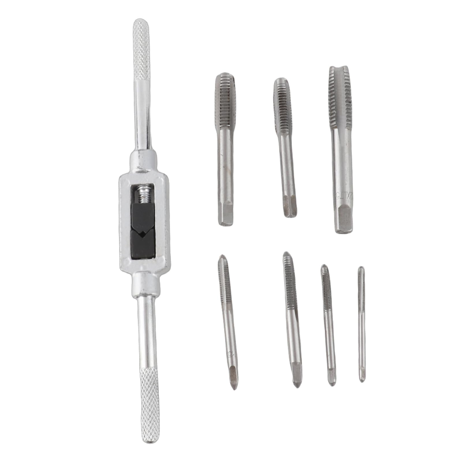 7Pcs Tap And Die Set, Adjustable Tap Wrench Set with Metric Thread M3/4/5/6/8/10/12 Insert Screw Taps Machinist Tap Handle Drill Bits