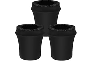Rainmae 3pcs 32 Gallon Stretch Spandex Trash Can Covers, Premium Black Outdoor Waste Container Cover Fitted Garbage Can Cover for Round Waste Container Bin, Not Include Tran Can