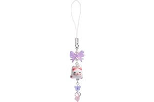 Gracayfr Cute Lazy Cat Phone Charm Bow Flower Fish Butterfly Beaded Aesthetic Keychain Charm Phone Charm Accessories