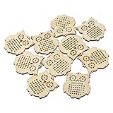Souarts Beige Wood Owl Shape Small Circle Blanks Pendant for Counted Cross Stitch Kit 44.5mmx41.5mm Pack of 10pcs