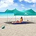 Red Suricata Family Beach Tent & Beach Canopy, UPF50 Sun Beach Shade, Sunshade with 4 Aluminum Poles, 4 Pole Anchors & Sand Shovel, Large & Portable Sun Shelter Tarp (Large, Turquoise)