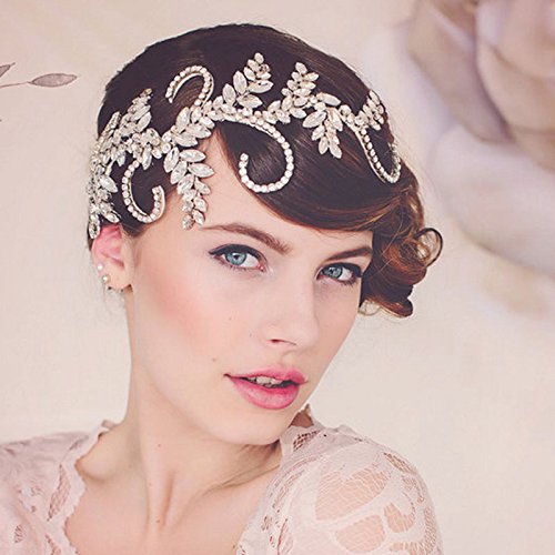 Unicra Wedding Headbands for Bride - Bridal Headpiece with Bead and Rhinestones - Hair Accessories