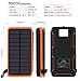 Solar Charger 24000mAh,WBPINE Solar Power Bank Waterproof Dual USB Output with 3 Solar Panels External Battery Bank Flashlights for iPhone,Samsung,iPad,Smartphone,Bluetooth Speak and More (Orange)