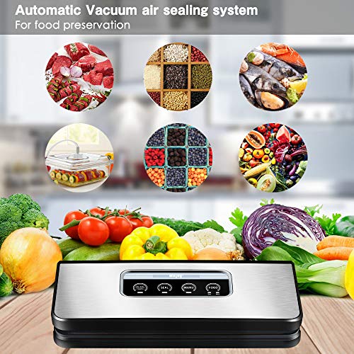 Vacuum Sealer Machine, Winjoy Automatic Food Sealer for Food Savers w/Starter Kit|Touch Pannel and LCD Display|Dry & Moist Food Modes| Compact Design (Silver) - Thumbnail 6