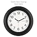DecoMates Non-Ticking 24-Hour Silent Wall and Desk Clock, Black