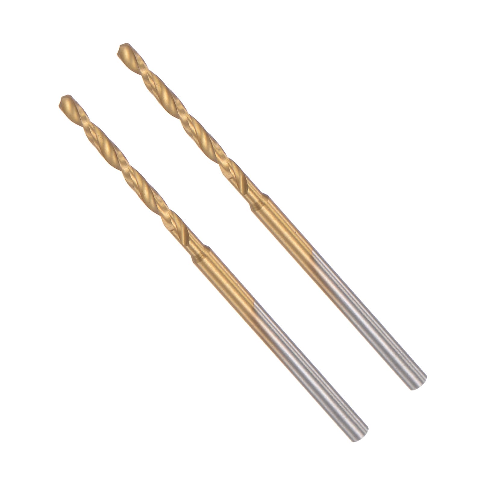 CoCud Twist Drill Bits, 1.8mm Cutting Diameter 0.09" Shank 49.5mm Length, High-Speed Steel Titanium Plated Jobber Bit Set (Applications: for Metal Wood Plastic), 2-Pieces