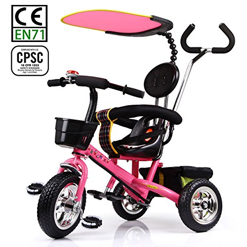 HotOne 023AK 4 In 1 Baby Children Detachable stroller Trike Classic Kids tricycle: Grows with your child(pink)