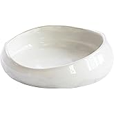LOUIE SILNA Decorative Bowl Free-Form Rim Glazed Ceramic Fruit Bowl for Kitchen Counter Ceramic Dining Room Table Centerpiecekey Bowl for Entryway Table|Dishwasher & Microwave Safe