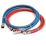 Washing Machine Stainless Steel Braided 90 degree elbow Water Supply Line Hoses - Premium 4 ft Burst Proof (2 pack) with Hot and Cold Color Coded PVC Layer for Insulation and Added Home Protection
