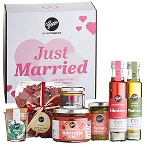 Gepp’s Feinkost ,,Just Married“ Hochzeitsgeschenk für das Brautpaar I Geschenkbox gefüllt mit Delikatessen wie…