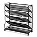 Simple Trending 5 Tier Desk Organizer Hanging File Holder, Office Wall Mount Document Letter Tray Organizer, Black