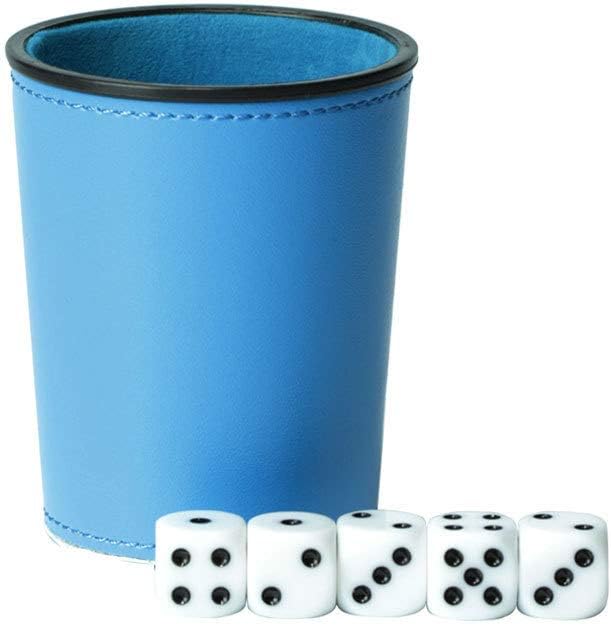 Dice Cup Set, PU Leather Dice Cup with Dot Dices Set for Playing Games