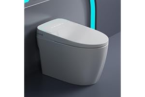 Glendan Smart Toilet Auto Flush: Dual Flush with Remote - 3 Adjustable Heated One Piece Toilet for Bathrooms - Electric Modern Tankless Bidets with Night Lights - Pre-Wetting Slow Close Seat & Lid