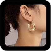 Iaceble Large Geometric Hoop Earrings Gold Chunky Square Dangle Earrings Thick Hoop Earring Jewelry for Women