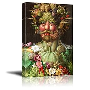 Vertumnus by Giuseppe Arcimboldo - Canvas Wall Art Famous Fine Art Reproduction| World Famous Painting Replica on Wrapped Canvas Print Modern Home Art Wood Framed & Ready to Hang -12" x 18"