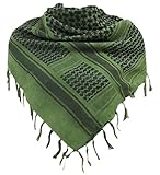 Military Shemagh Tactical Desert 100% Cotton Keffiyeh Scarf Wrap, Green, One size