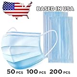 3 Ply Disposable Mask with Elastic Ear Loops - Mask 50 PCS - Soft & Comfortable Filter Safety Mask for Dust Protection - Protective