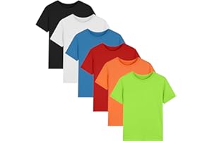 Phedrew 6 Pack Boys Athletic Quick Dry T Shirts Short Sleeve Moisture Wicking Tee Shirts Active Tops for Kids Youth
