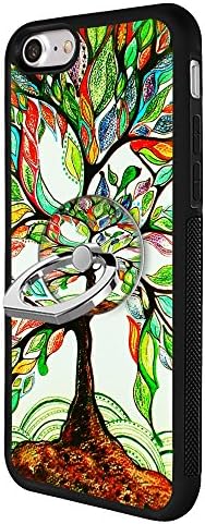 iPhone 7 8 Case with Ring Holder Stand Colorful Tree, YC Hongda Series - Ultra Slim Luxury Case Cover With 360 Rotating Ring Grip/Stand Holder/Kickstand For iPhone 7 8, black