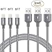ALIWIKI Phone Charger, 3Pack 6Feet Nylon Braided Cable USB Syncing Fast Charging Cable Cord (Gray)