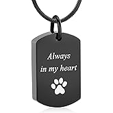 Minicremation Cremation Jewelry Urn Necklace for Ashes for Women & Men Always in My Heart Paw Print Urn Necklace Memorial Keepsake Pendant with Filling Kit