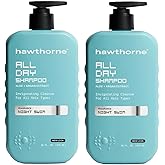 Hawthorne All Day Men's Shampoo. Sulfate Free, Paraben Free, Mens Natural Shampoo With Argan and Coconut Oil. For Stronger, Moisturized, Healthier Hair. Night Swim Cologne Scent. 16 fl. oz. 2-Pack.