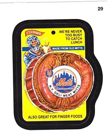 2016 WACKY PACKAGES BASEBALL SERIES 1 "NY METS DELI MEAT MITTS" #29 STICKER CARD