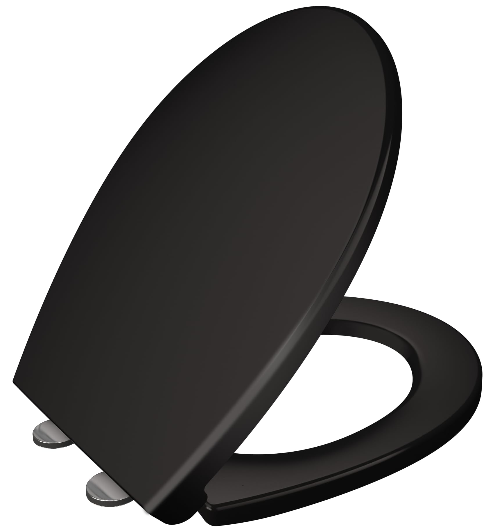 AAN Black Toilet Seat Soft Close Quick Release for Easy Clean Oval Toilet Seat Durable Loo Seat Strong UF Top Fix