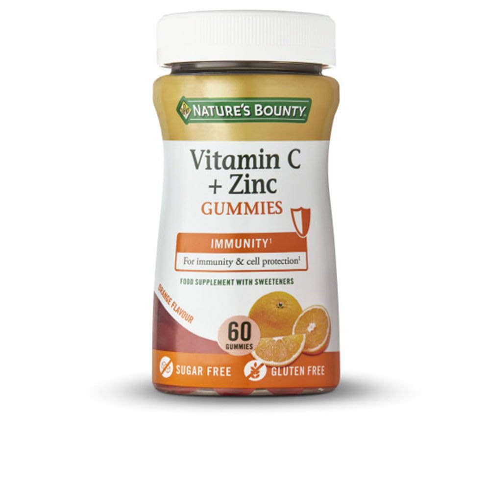 Nature's Bounty Vitamin C and Zinc Gummies – Pack of 60 Gummies, 30 Day Supply – Immune Support and Cell Protection - Antioxidant Supplement - Gluten Free and Natural Colours