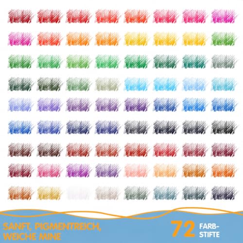 Melifluo 72-Piece Colouring Pencil Set, with 1 Colouring Book, Portable Premium Zipped Case The coloured pencil set is perfect for adults and artists for sketching, shading and doodling.
