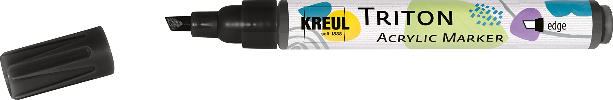 KREUL 17809 - Triton Acrylic Marker Edge, Black, Chisel tip, Stroke Width Approx. 1 to 4 mm, Water-Based, Acrylic Marker for Designing Paper, Wood, Stone and Much More