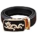 Tanpie Men's Leather Belt Automatic Alloy Buckle 35mm Ratchet Belt Gold and Silver Dragon (40-45in.(130cm), Gold)