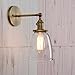 PERMO Industrial Vintage Single Sconce with Oval Cone Clear Glass Shade 1-Light Wall Sconce Wall Lamp (Antique)